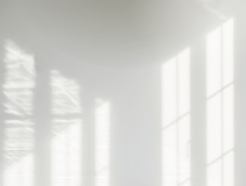 Shadows of window panes on a white wall.